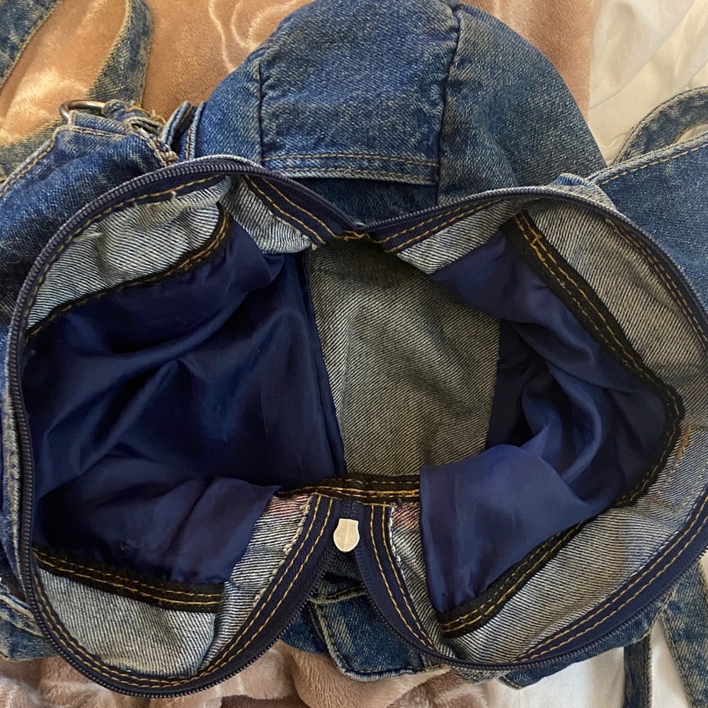 Denim Backpack with Multiple Pockets - Picture 4 of 4